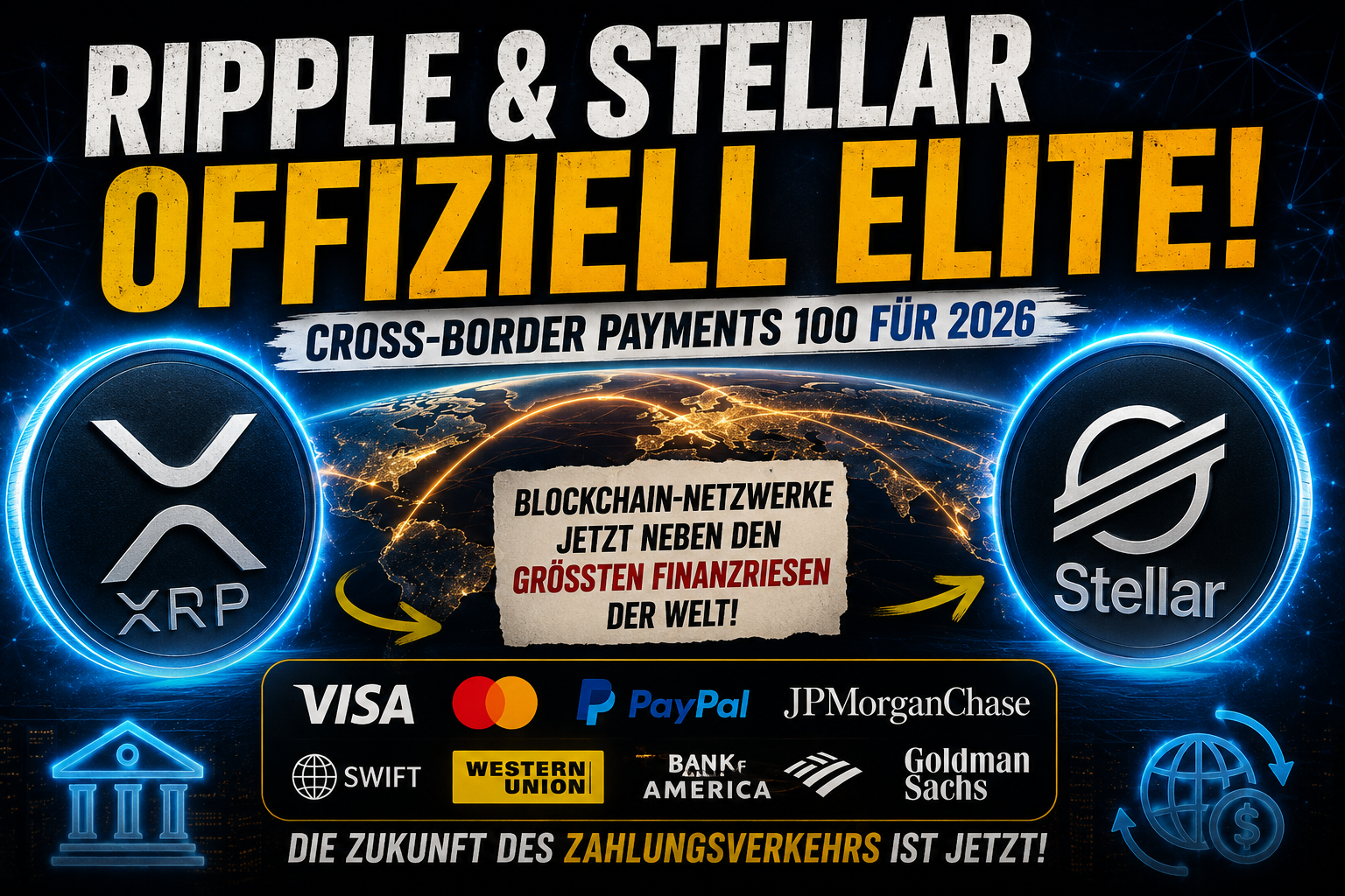 Ripple und Stellar neben Visa und JPMorgan gelistet!